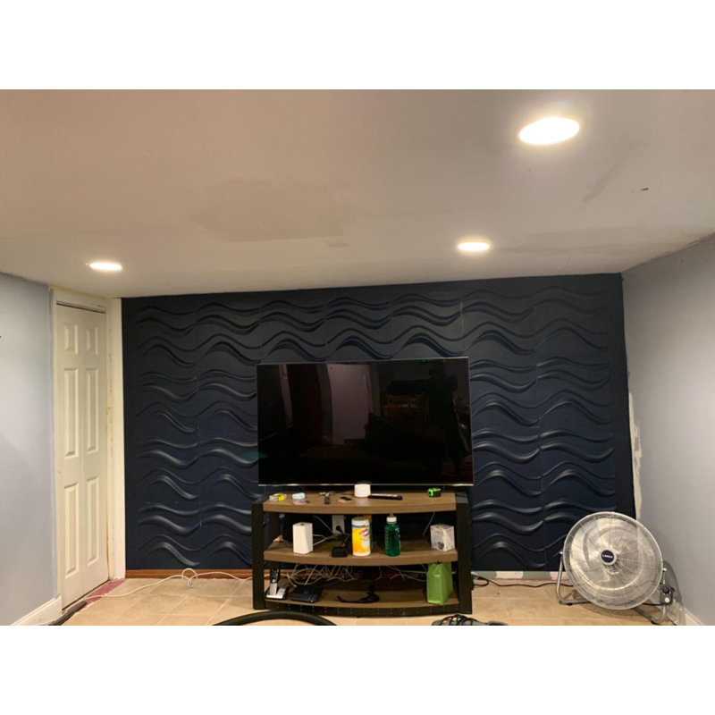 12-Pack 19.7"x19.7" 3D Wave Design Wall panels,PVC Panel for Interior Wall Decor,Blue
