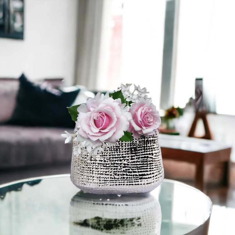Raphaela Ceramic Table Vase, Silver, 5" H x 7' W x 3" D