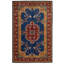 Tapis tribal Kazak 5 x 8 bleu marine et rouge