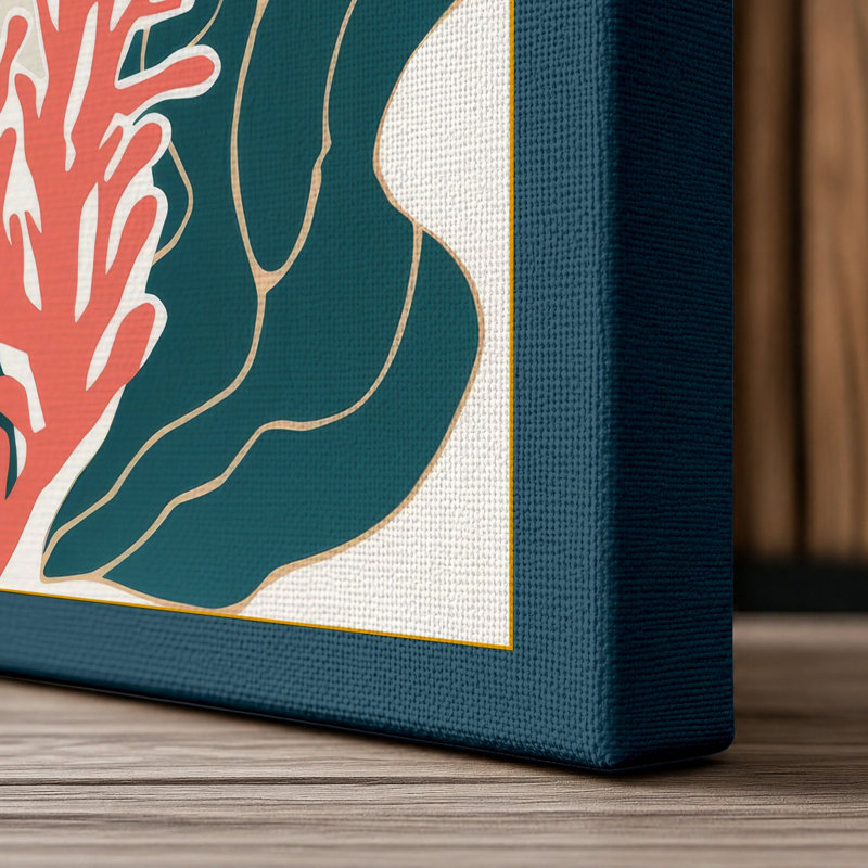 Garden Botanical - Wrapped Canvas, 30x20 - 76.2 x 50.8 cm, Teal Border