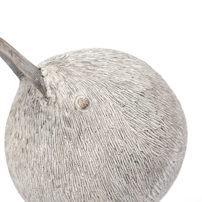 Sculpture d'oiseau courbé en résine blanc cassé