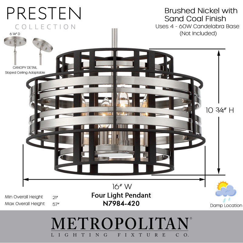 Brushed Nickel and Sand Coal 4-Light Mini Pendant