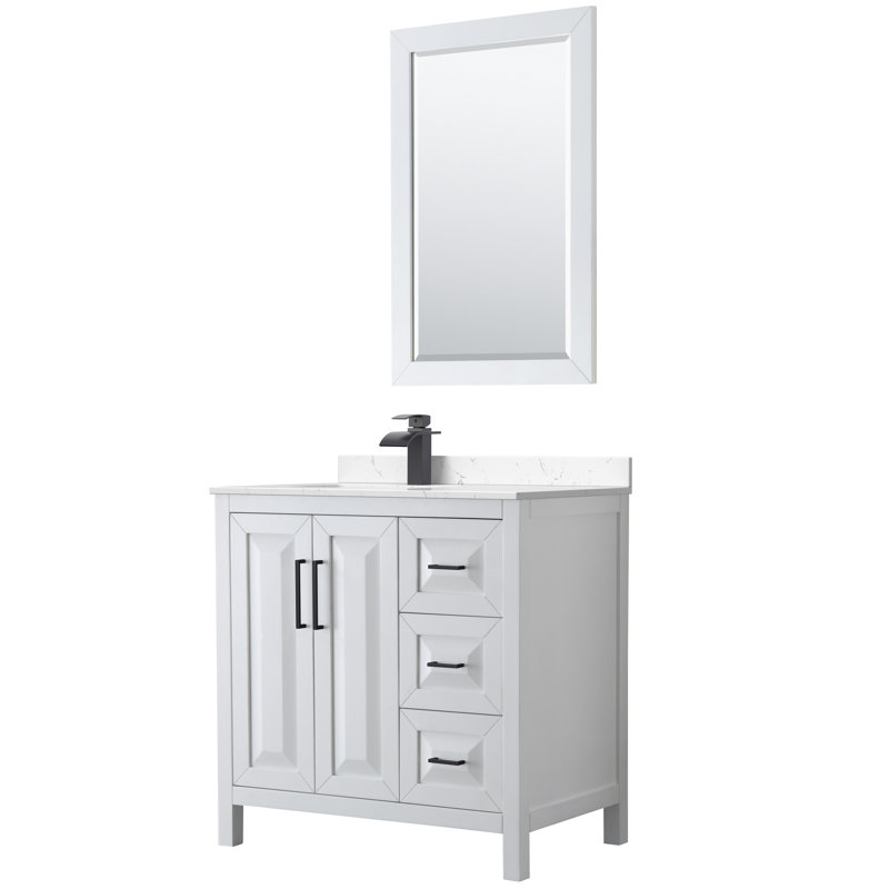 Daria 36'' W Single Vanity, Matte Black, Carrara Cultured Marble, White