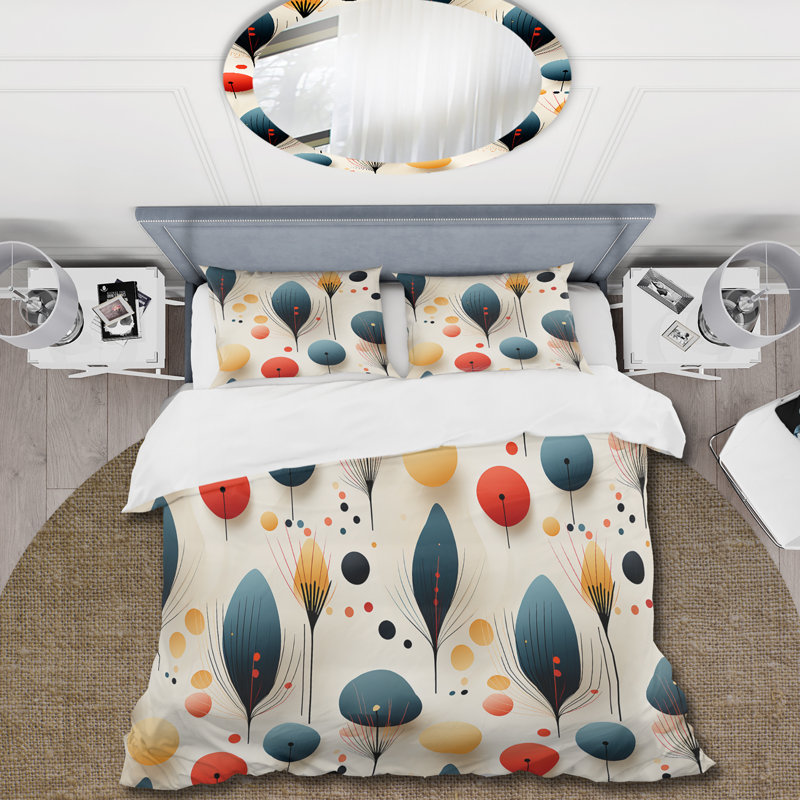 Ensemble de housse de couette Modern Modern Eclectic Garden, Housse de couette pour très grand lit et 2 très