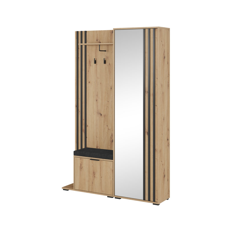 Romul Hall Tree 131cm Wide with Shoe Storage, Brown/Black