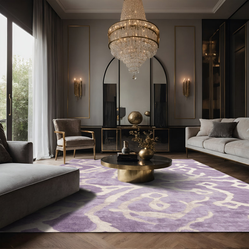Tapis beige soyeux et moelleux, Rectangle 8 pi x 10 pi