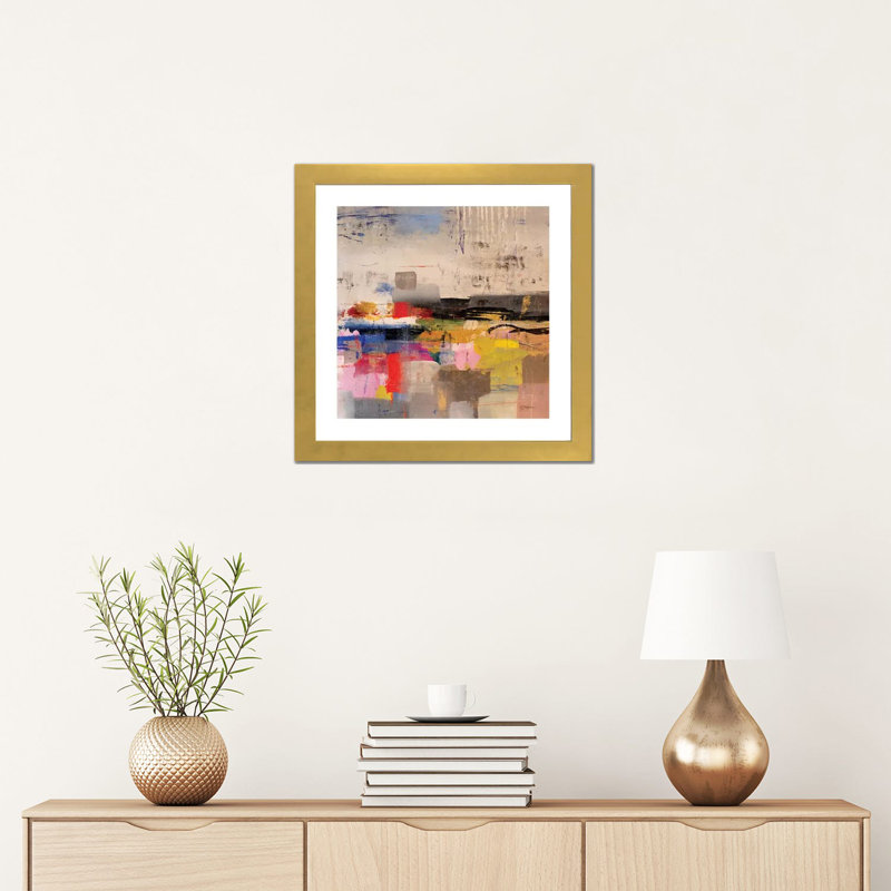 " Float " by Julian Spencer, Gold Framed Paper, White, 16" H x 16" W x 1" D