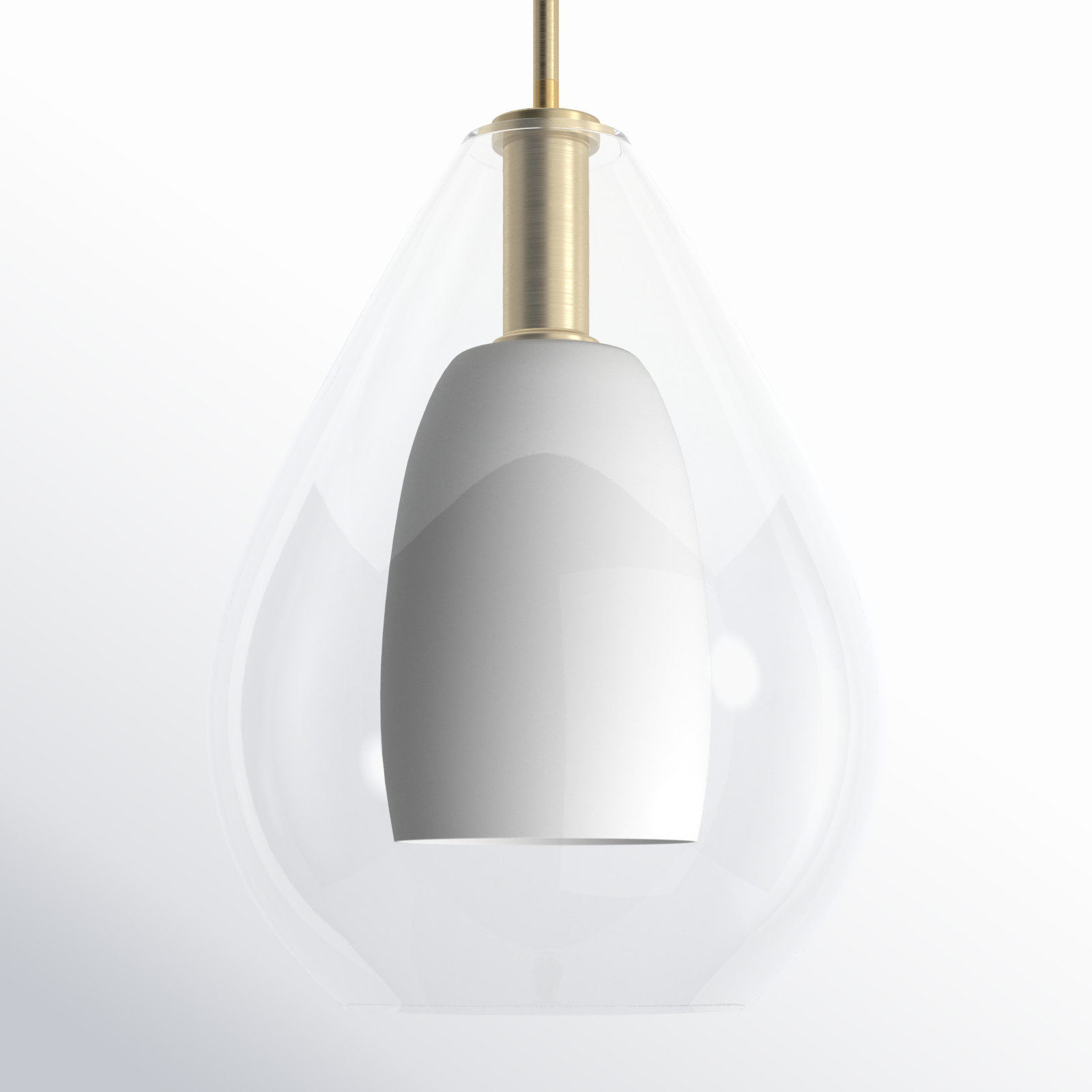 Eldine Single Light Glass Dimmable Pendant, Brushed Gold, 20.75" H x 15" W x 15" D