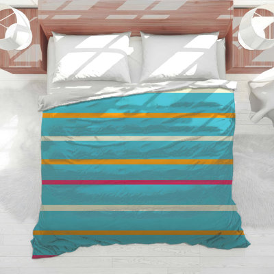 Turquoise Orange Pink Stripes Comforter