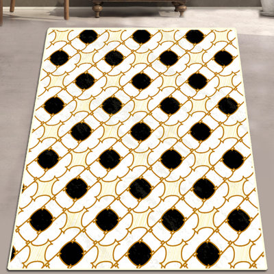 High-Quality Area Rug, 3.3 x 5.2 ft, 100% Polyester, 0.2 in Pile Height | Antibacterial, Non-Slip Felt Dot Underside | Machine Washable at 86°F, Easy Care | Perfect for Living Room, Bedroom, and Hallways