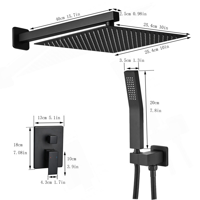 Bathroom Luxury Rain Mixer Combo Set Wall Mounted Rainfall Shower Head System , (Contain Faucet Rough-In Valve Body And Trim)