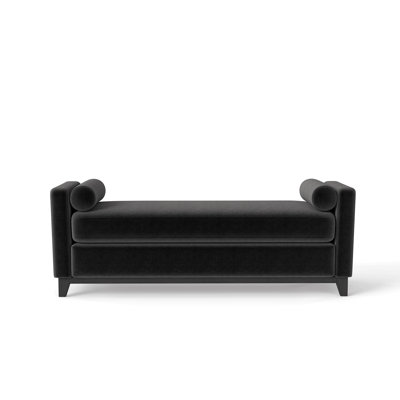 66.34 inches Sherpa Fleece Upholstered Bench / Daybed / Ottoman with solid wood Legs and 2 Bolster Pillows, Ideal for Bed End, Bedroom, Living Room, Entryway
