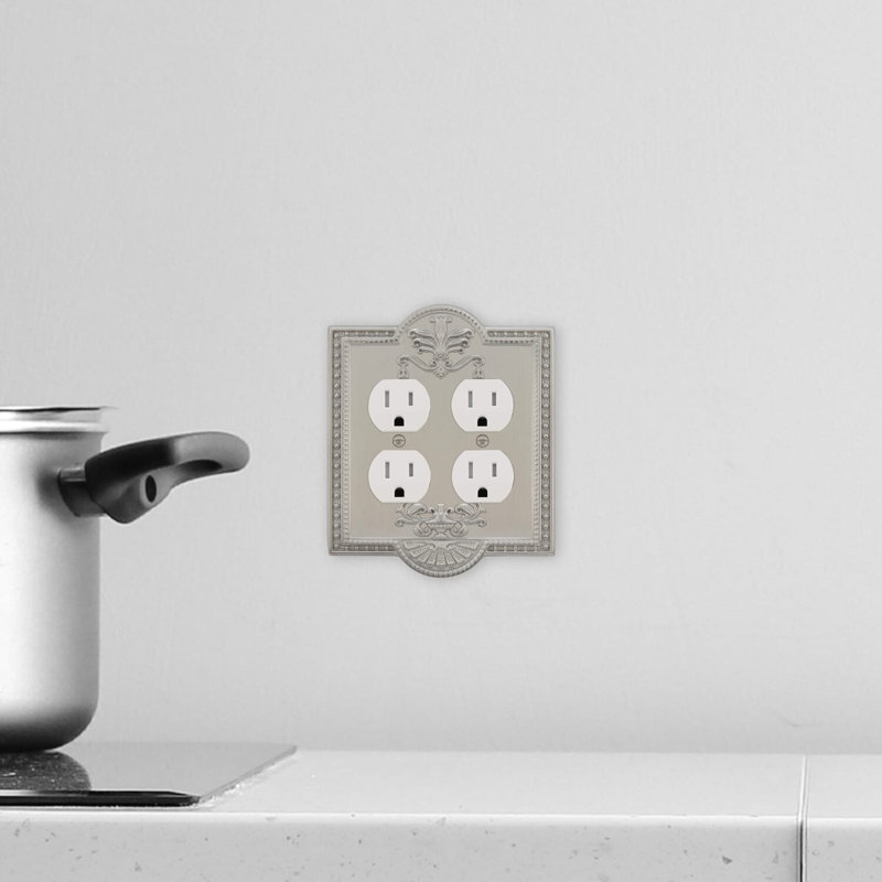 Meadows 2-Gang Duplex Outlet Wall Plate, Satin Nickel