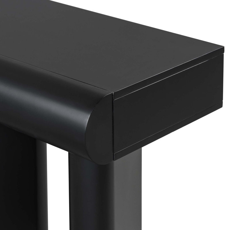 Table d'entrée moderne peinte de 47,6 po avec tiroirs courbés ovales, table de couloir peu encombrante avec pieds géométriques, table basse contemporaine pour salon, chambre à coucher, petits appartements, vestibule