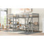Lit mezzanine simple avec 2 bureaux encastrés en forme de L, bois gris et solution de chambre à coucher simple avec bureau intégré-1723949052