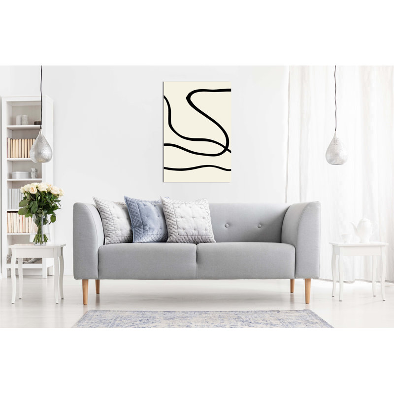 Abstract Minimalist Curve Lines - Wrapped Canvas Print, 31cm H x 20cm W x 1.8cm D
