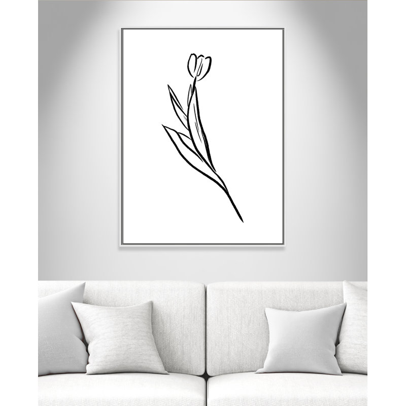 Simple Flowers " Simple Flowers 1 ", White Framed Canvas, 41.5" H x 31.5" W x 2" D