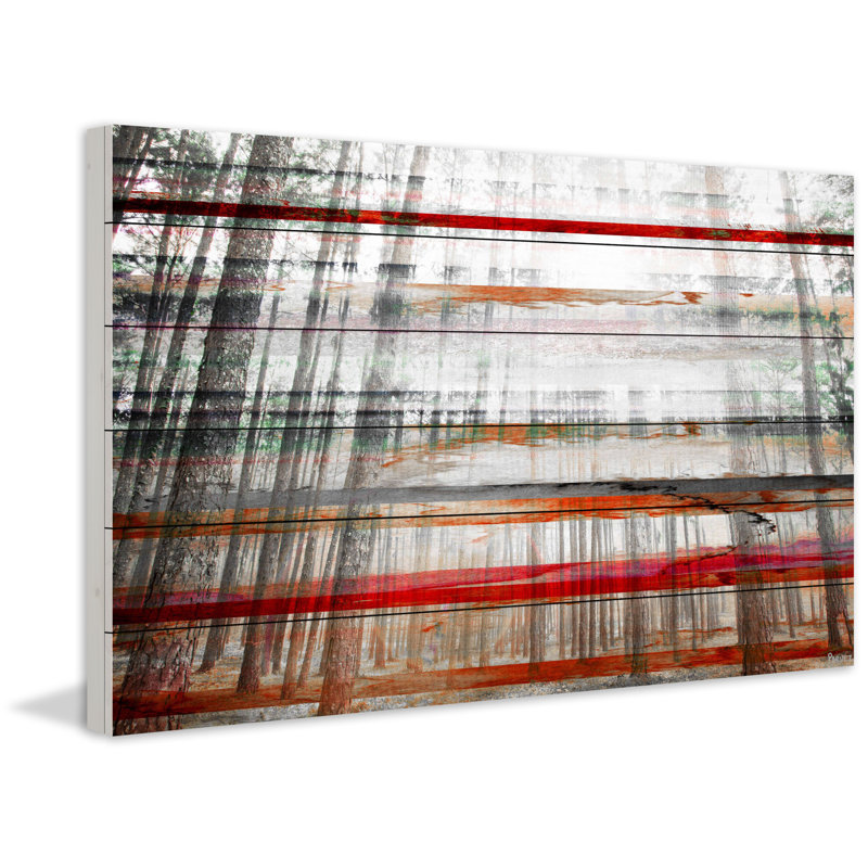« grey trees » par parvez taj,, reproduction d’art sur bois blanc, H 30 po x l 45 po x P 1,5 po