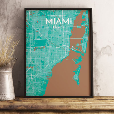 Miami City Map - No Frame Print