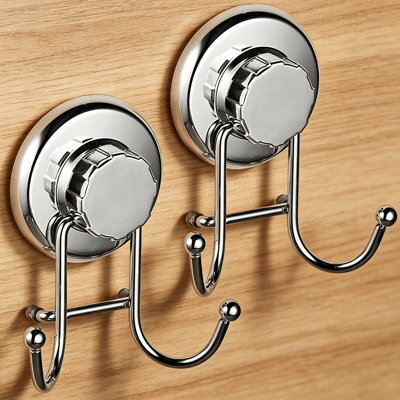 Paquet de 2 crochets à ventouse de 15 lb résistants, sans perceuse, pour salle de bain Luffa, nickel brossé mat pour miroir en verre
