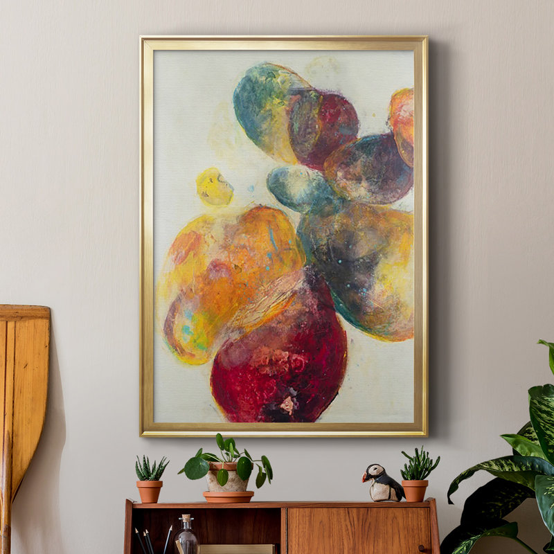 Earthy Fragments II, peinture sur papier encadrée, Or, H 30,5 po x l 22,5 po x P 1 po