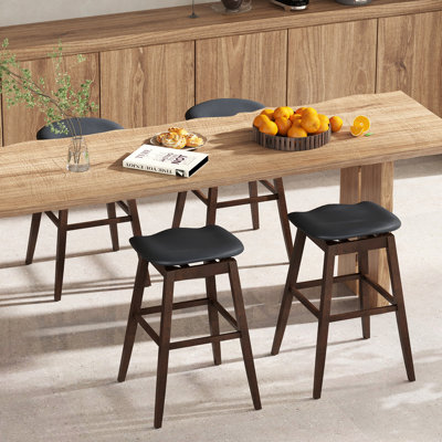 Set of 2 Swivel Bar Stools 31'' Bar Chairs w/ Padded Contoured Seat & Footrest