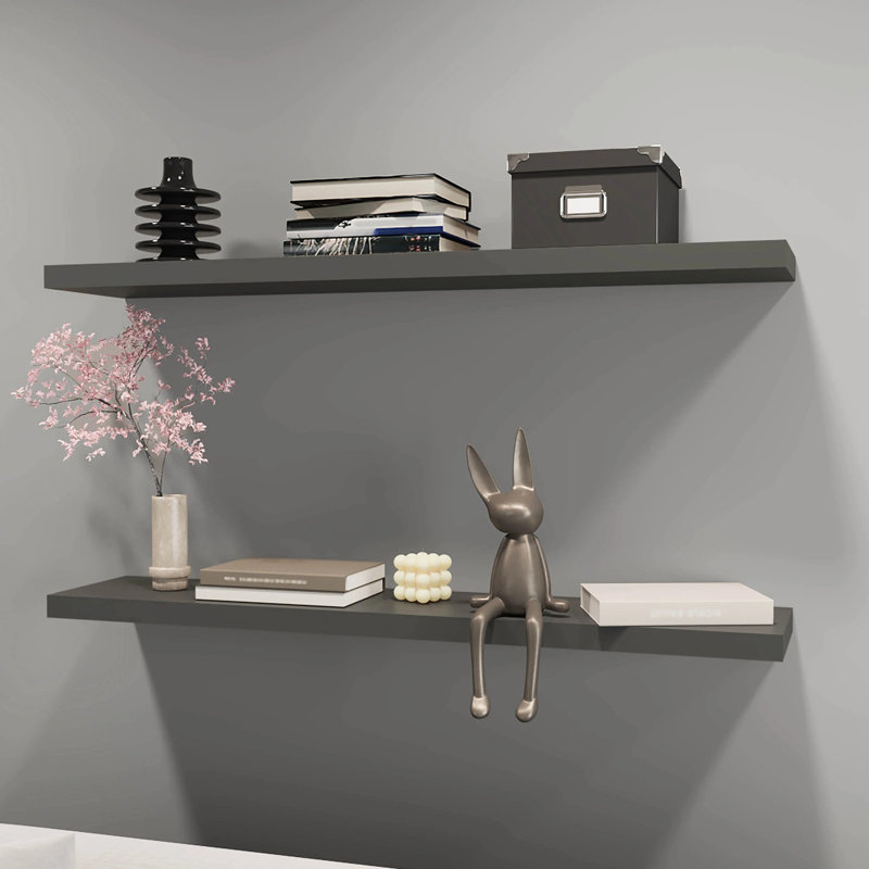 Grey Home Floating Shelf - Creates A Modern Ambience Bedroom Wall Mounted Adds Touch To