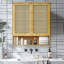 Double Door Bathroom Wall Mounted Medicine Cabinet Kitchen Storage Organization With 3 Shelves