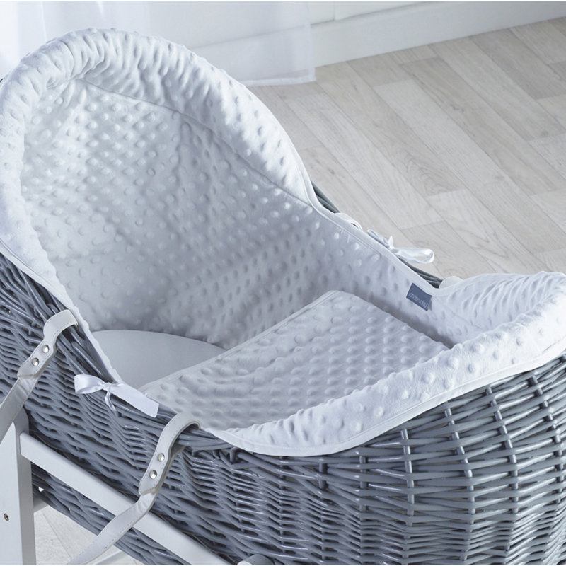 Moses Basket with Bedding with Mattress, Grey/White