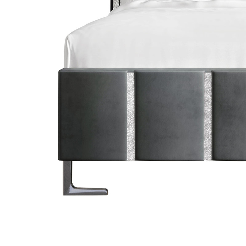 Lit tapissier standard à profil bas Laimdota, Gris clair, Très grand