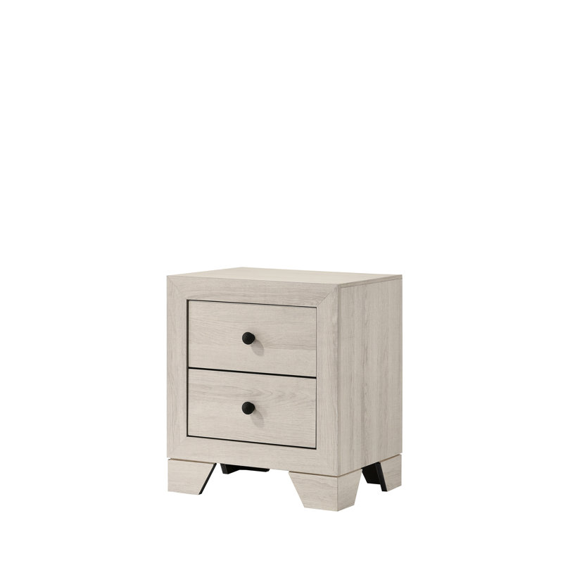 Nightstand With Drawers, White Washed