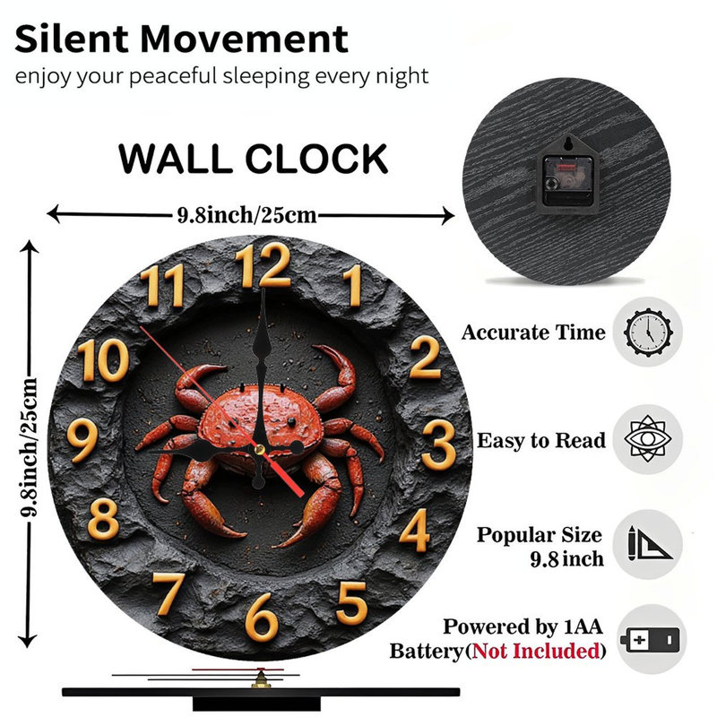 Stone Crab Clock Wall Decor