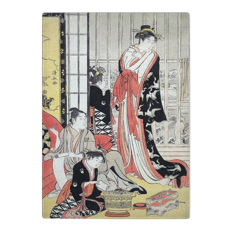 Tempered Glass Interior of a Home by Torii Kiyonaga Chopping Board, 20 cm x 28.5 cm