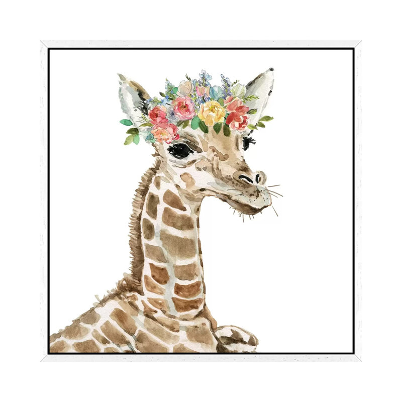 Savannah Giraffe by Carol Robinson - Painting on Canvas, 93.98 cm H x 93.98 cm W, White Framed