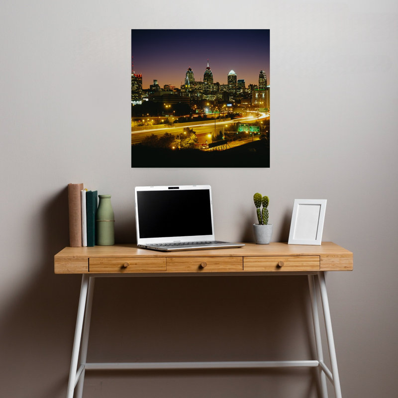 Buildings lit up at night Philadelphia Pennsylvania USA 1 Piece Wrapped Canvas Wall Art, 45.72cm H x 45.72cm W