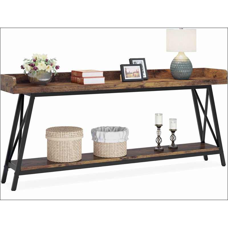 70.9" Extra Long Industrial Console Table, Rustic Grey Sofa Table Behind Couch, Narrow Entryway Hallway Bar Table, Tall Accent Furniture for Living Room