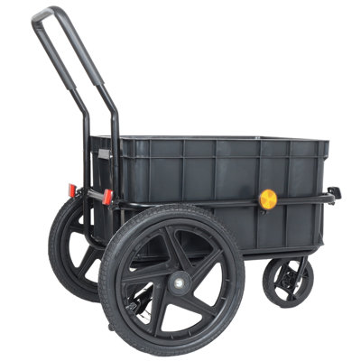 Chariot-poussoir 2-en-1 avec caisse amovible et housse imperméable, poussette de remorque à vélo avec attelage de remorquage et guidon amovible