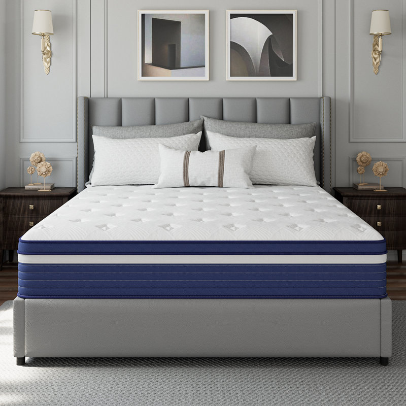 Rudgeway 12'' Medium Skin-friendly Cooling Memory Foam Hybrid Mattresses in a box with CertiPUR-US and Oeko TEX Certified