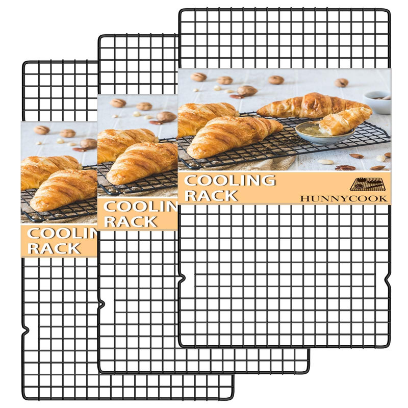 Grille de refroidissement de 15,8 po x 9,8 po, grille de cuisson en acier inoxydable 3P, grilles de cuisson allant au four pour la cuisson et la cuisson, grille de rôtissage noire et grille de grillage et grille à biscuits pour rôtir, griller, sécher