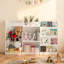 Bibliothèque à 3 niveaux pour enfants et rangement pour jouets, design Montessori pour un accès et une organisation faciles, blanc