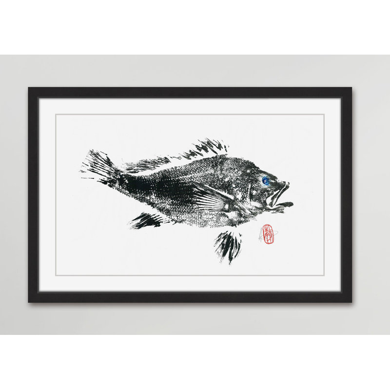 « large black bass », reproduction d’art encadrée, H 16 po x l 24 po x P 1,5 po