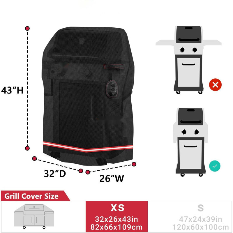 Barbecue Grill Cover, 32-Inch Heavy-Duty Waterproof Dual-Burner Gas Barbecue Grill Cover, Suitable For Weber Spirit And Char-Broil Performance Series, Black