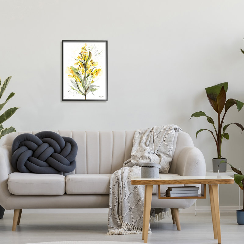 Wild Daisies Leaf Sprout Flower Impressionist Illustration Oversized Black Giclee, art texturé par Kelley Talent