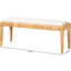 Siège rectangulaire, pieds fuselés, banc bohémien moderne à ornements tissés, structure en bois, tissu rembourré de mousse, brun et blanc, l 48 po de largeur, 20,1 de hauteur, 15,7 profondeur, 24,2 lb