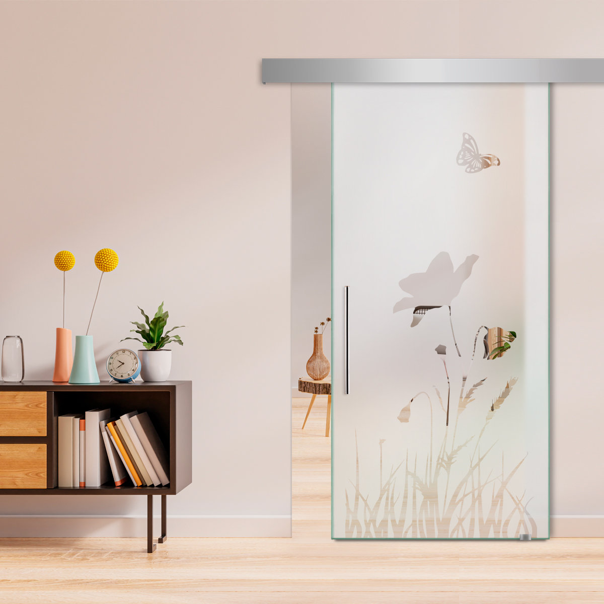 Glass-Door.us Frameless Glass Sliding Barn Door with Frosted Modern Design  + Hardware Kit (Semi-Private) | Wayfair, image size:1200x1200