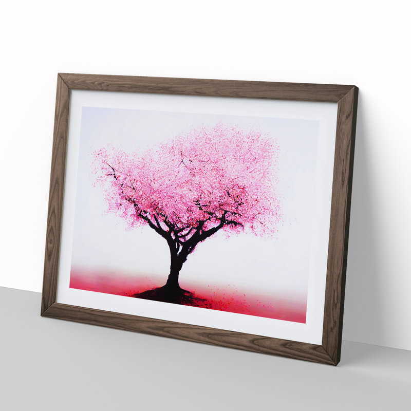 Charming Cherry Blossom Tree - Framed Print, 34cm H x 46cm W x 2cm D, Walnut
