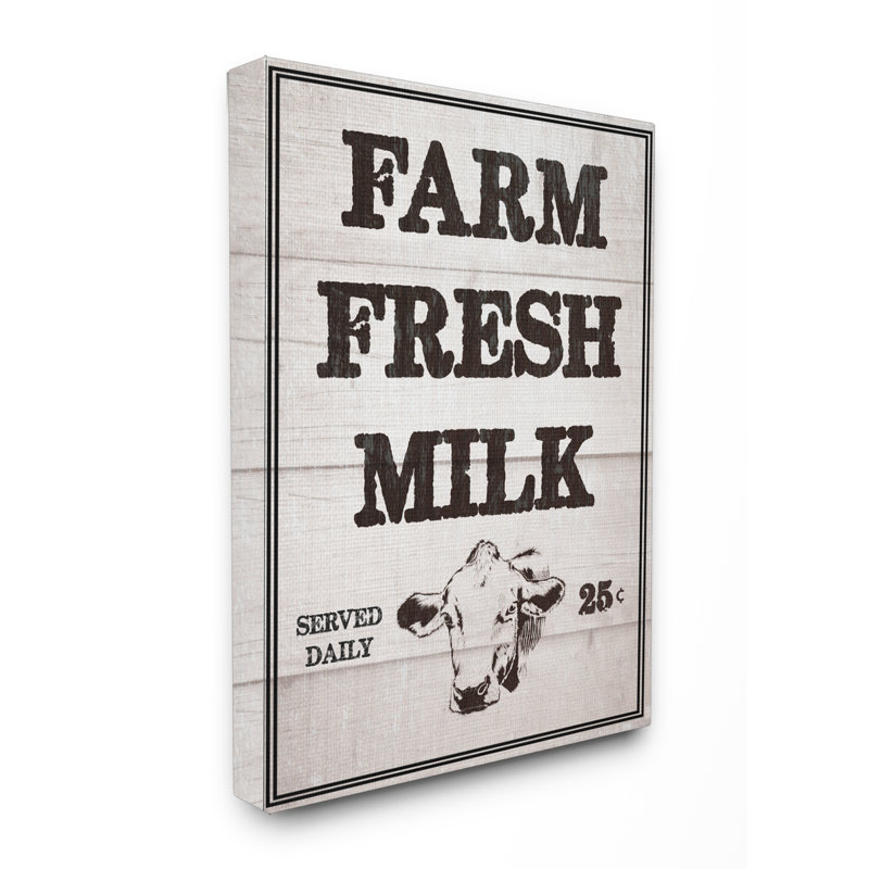 « farm fraîche lactique rétro sign », art textuel, H 20 po x l 16 po, Toile tendue
