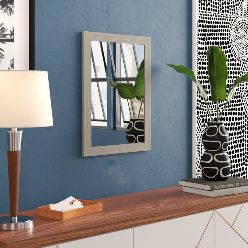 Silhouette Wood Flat Wall Mirror, Beige/Gray