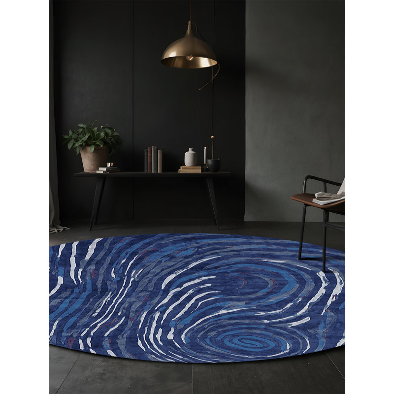 Tapis gris lavable à la machine, Rond 7 pi