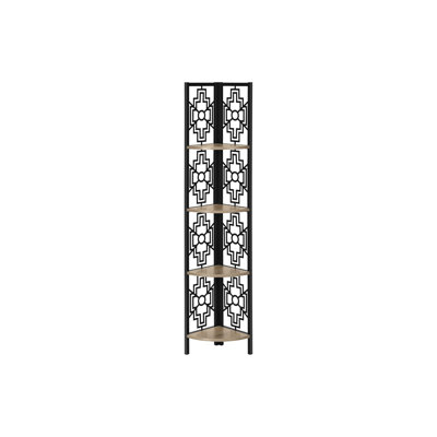 4 Tier Corner Bookcase In Taupe - Space And Stylish 61.5"H Shelved Practical For Home